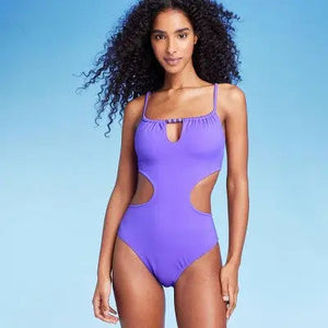 Shade & Shore Women's Bead Detail One Piece Swimsuit Cut Out Tunneled Swimwear