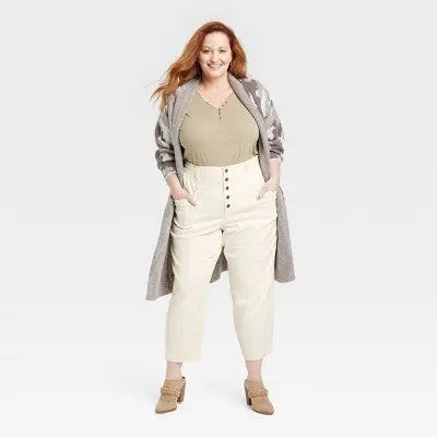 Knox Rose Women's Plus Mid Rise Casual Fit Tapered Leg Full Cargo Pants