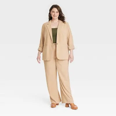 Women's Oversized Fall Blazer A New Day Lightweight Single-Breasted Notched Collar