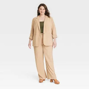 Women's Oversized Fall Blazer A New Day Lightweight Single-Breasted Notched Collar