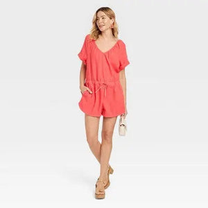 Universal Thread Women's Short Sleeve Rompers Casual Short Jumpsuit