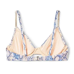 Women's Underwire Chain Strap Detail Bikini Top - Shade & Shore Blue Snake Print