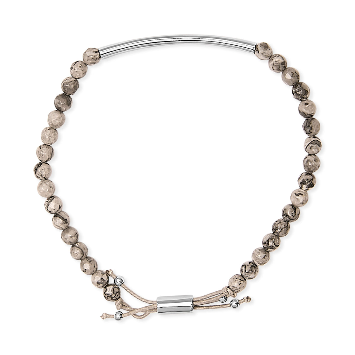 Sterling Silver Jasper Bead Station Bracelet Bolo Clasp