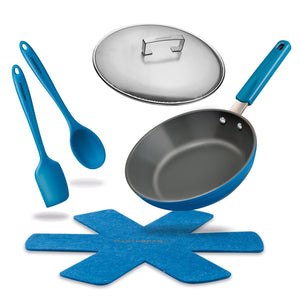 MASTERPAN Ceramic Nonstick Stovetop Oven Frypan & Skillet Set 9.5" (24cm) Azure Color