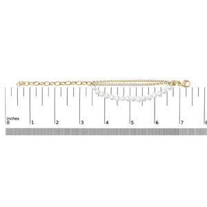 18K Yellow Gold Vermeil Cultured Pearl Station Link Bracelet