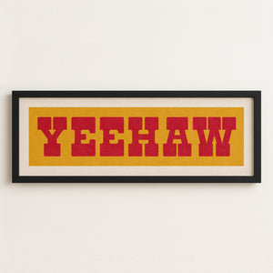 Framed YEEHAW Sign Gold & Red Art Print