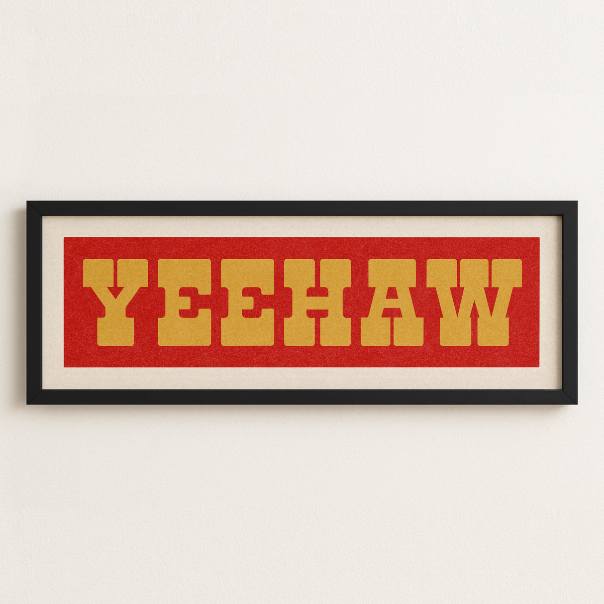 Framed YEEHAW Sign Red & Gold Art Print