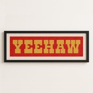 Framed YEEHAW Sign Red & Gold Art Print