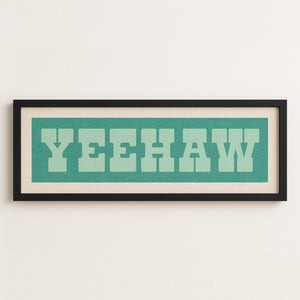 Framed YEEHAW Sign Turquoise & Mint Art Print
