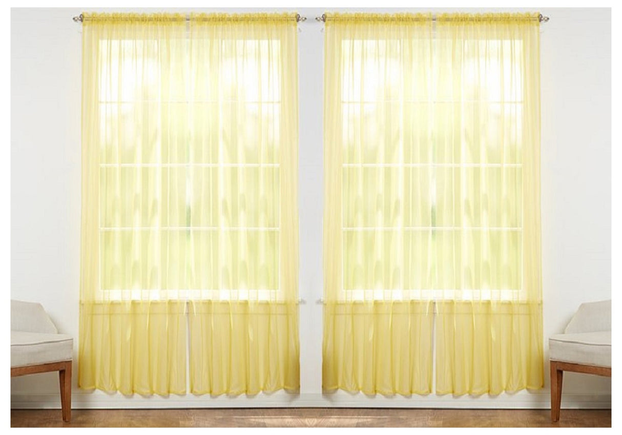 J&V Textiles 4-Pack Value: Solid Sheer Window Curtain Panels