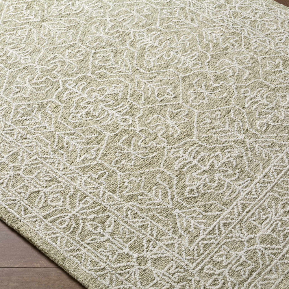 Yadid Green Wool Area Rug