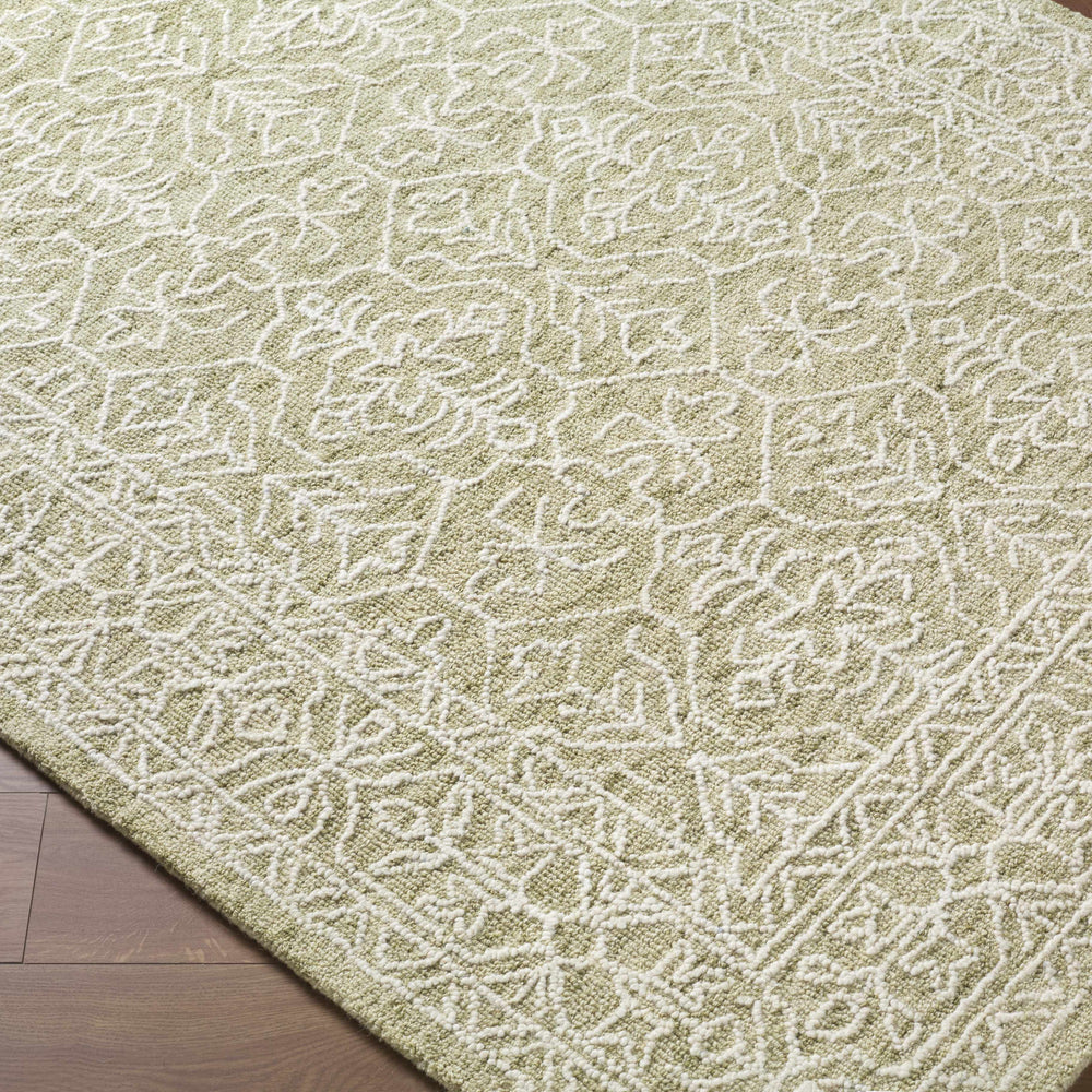 Yadid Green Wool Area Rug