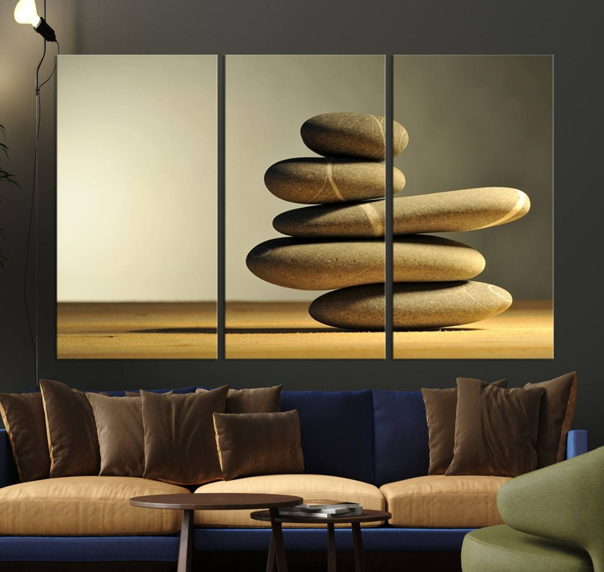 Yellow Zen Stones on Yellow Background Wall Art Yoga Zen