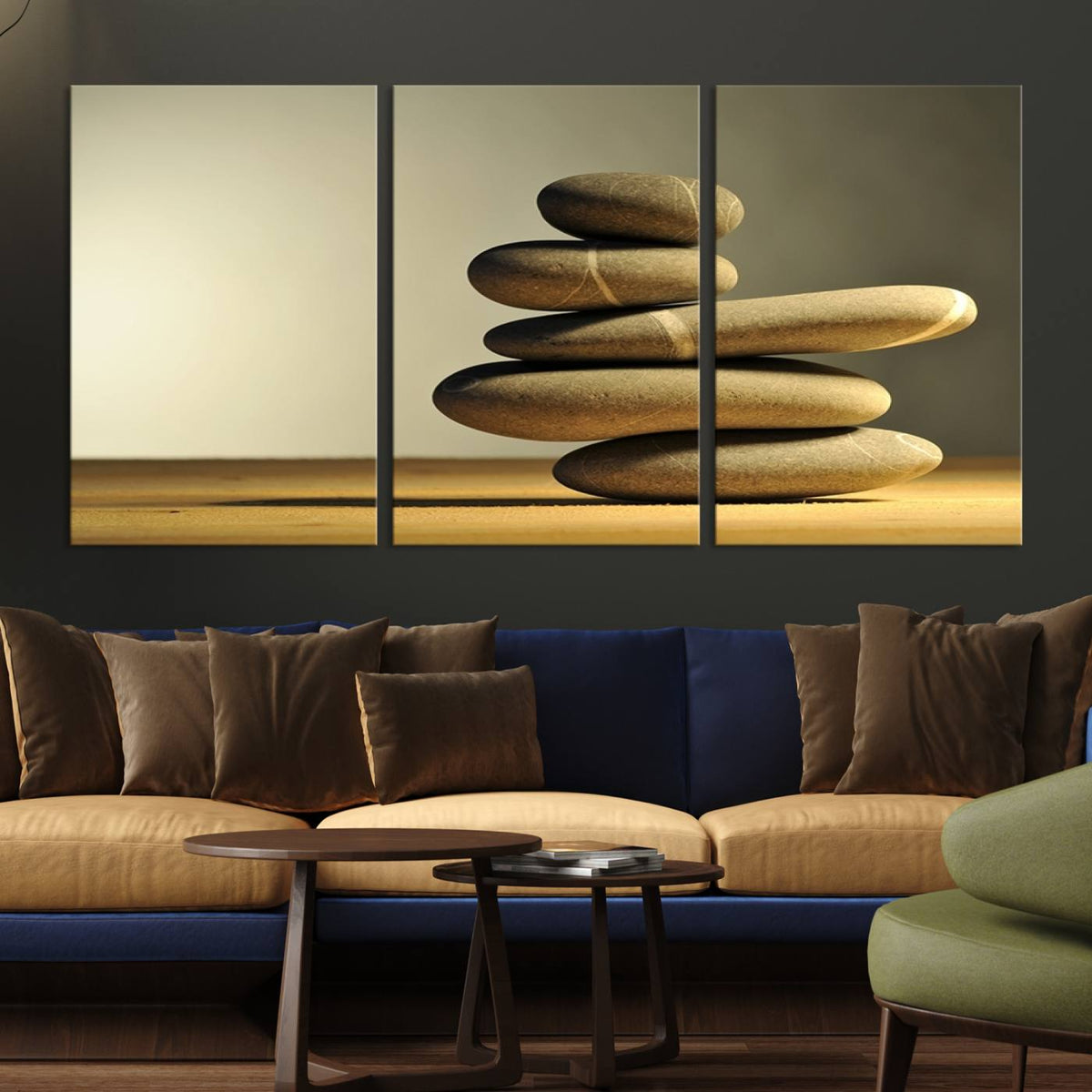 Yellow Zen Stones on Yellow Background Wall Art Yoga Zen