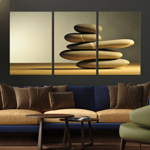 Yellow Zen Stones on Yellow Background Wall Art Yoga Zen