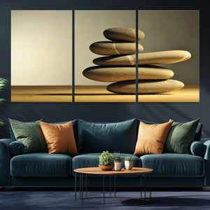 Yellow Zen Stones on Yellow Background Wall Art Yoga Zen
