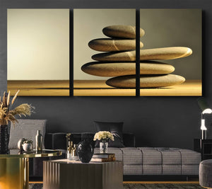 Yellow Zen Stones on Yellow Background Wall Art Yoga Zen