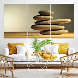 Yellow Zen Stones on Yellow Background Wall Art Yoga Zen