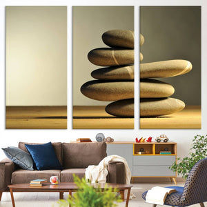 Yellow Zen Stones on Yellow Background Wall Art Yoga Zen