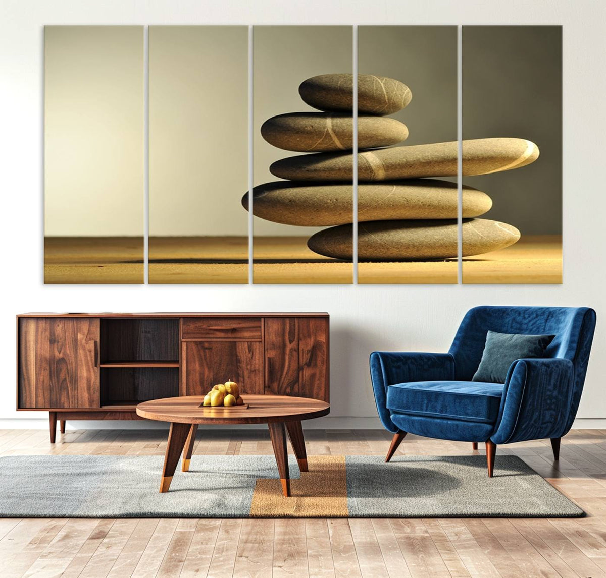 Yellow Zen Stones on Yellow Background Wall Art Yoga Zen