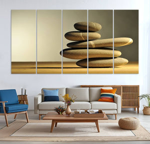 Yellow Zen Stones on Yellow Background Wall Art Yoga Zen