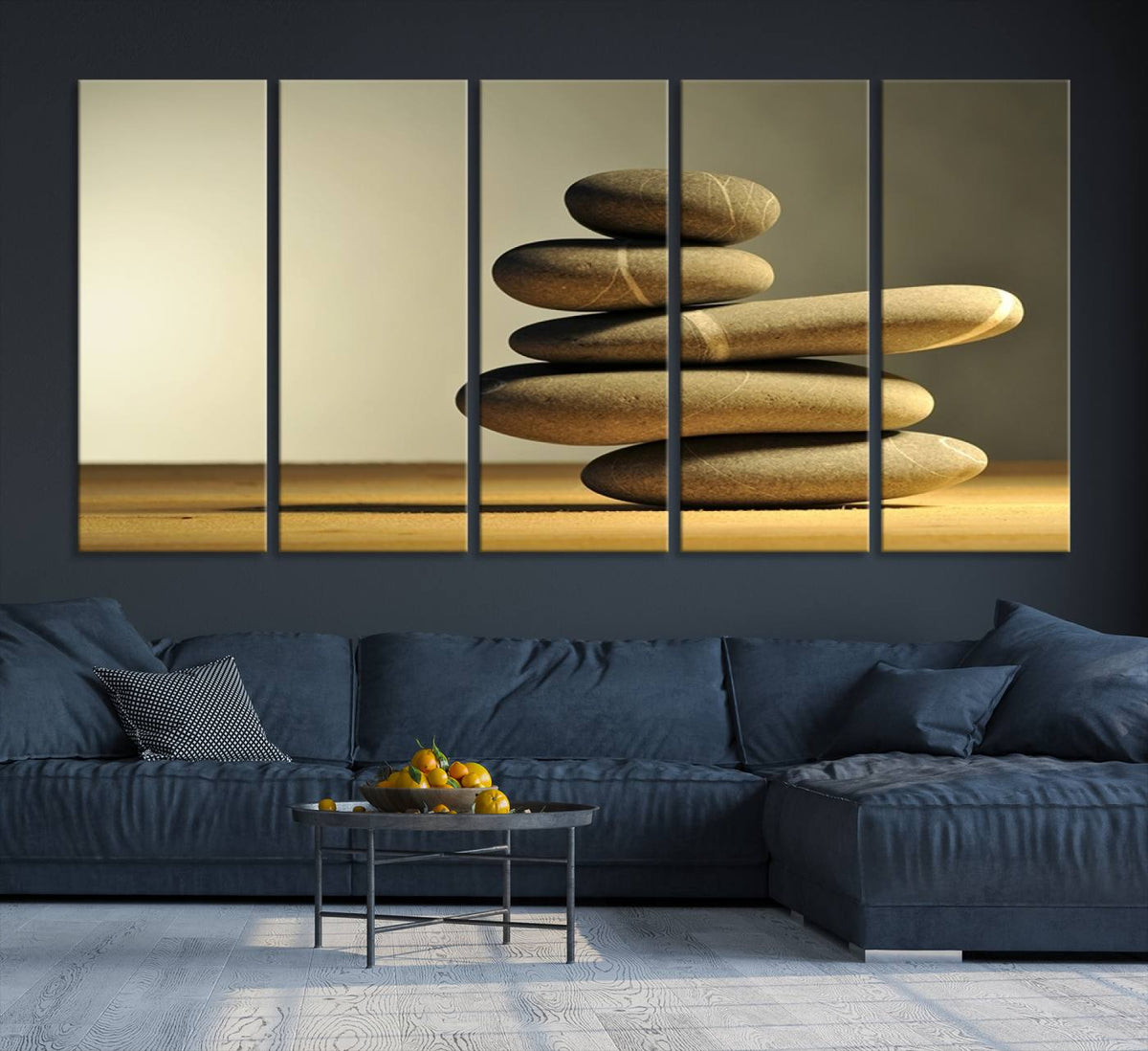 Yellow Zen Stones on Yellow Background Wall Art Yoga Zen