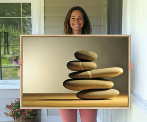 Yellow Zen Stones on Yellow Background Wall Art Yoga Zen