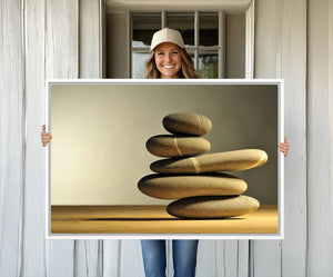 Yellow Zen Stones on Yellow Background Wall Art Yoga Zen