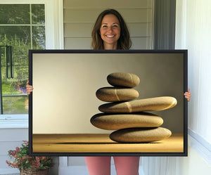 Yellow Zen Stones on Yellow Background Wall Art Yoga Zen
