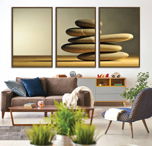 Yellow Zen Stones on Yellow Background Wall Art Yoga Zen