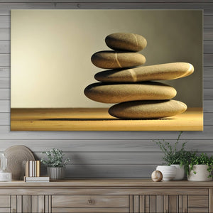 Yellow Zen Stones on Yellow Background Wall Art Yoga Zen