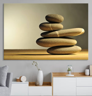 Yellow Zen Stones on Yellow Background Wall Art Yoga Zen
