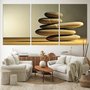 Yellow Zen Stones on Yellow Background Wall Art Yoga Zen
