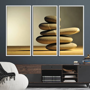 Yellow Zen Stones on Yellow Background Wall Art Yoga Zen