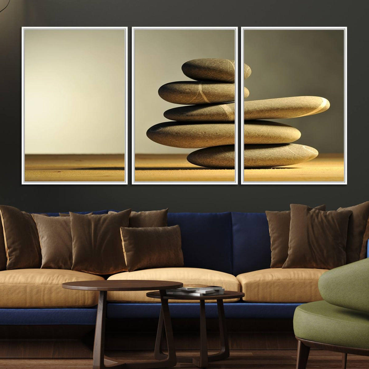 Yellow Zen Stones on Yellow Background Wall Art Yoga Zen