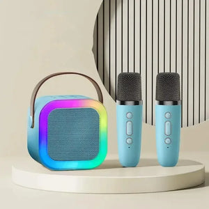 Bluetooth Karaoke Machine for Kids & Family with Wireless Mics LED Lights