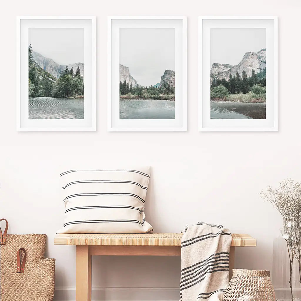 Yosemite Valley Triptych. US National Park Wall Art Prints