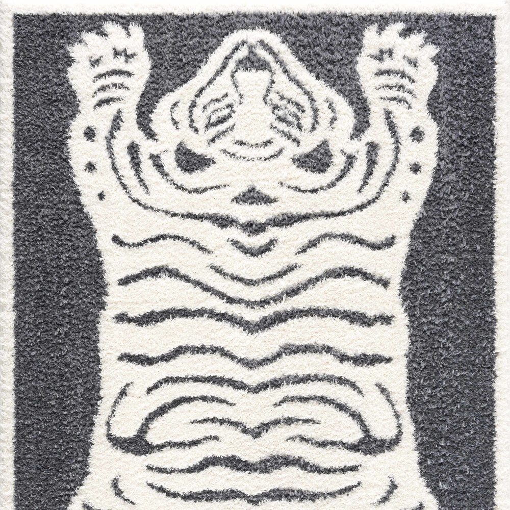 Zane Charcoal Tibetan Tiger Plush Rug