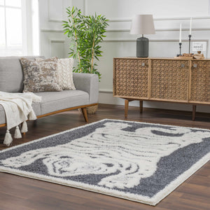 Zane Charcoal Tibetan Tiger Plush Rug