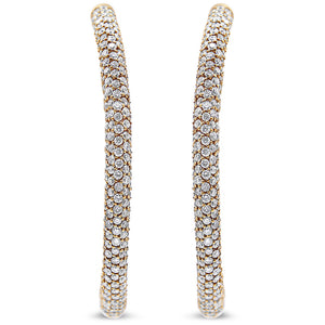 18K Rose Gold 6.90 Cttw Pave Set Diamond Inside Out Eternity Hoop Earrings (F-G Color, VS1-VS2 Clarity)