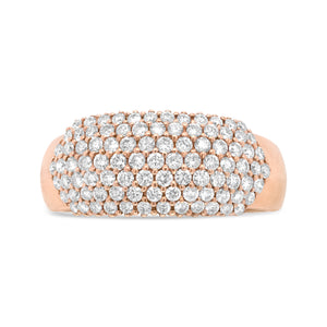 18K Rose Gold 1.00 Cttw Diamond Multi Row Dome Band Ring (F-G Color, VS1-VS2 Clarity) - Ring size 7