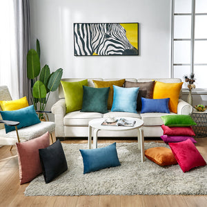 Pack of 1 Velvet Solid Colors Throw Pillow 4 sizes many colors to choose with insert, Teal blue, velvet, 18X18WITH INSERTS – Fancy & Stacy