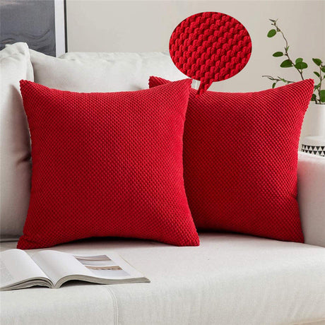 18''x18'' Textured Popcorn Weave Throw Pillow | 10 Colors – Cozy & Modern Solid Design | Couch & Bedroom Accent | Insert Included