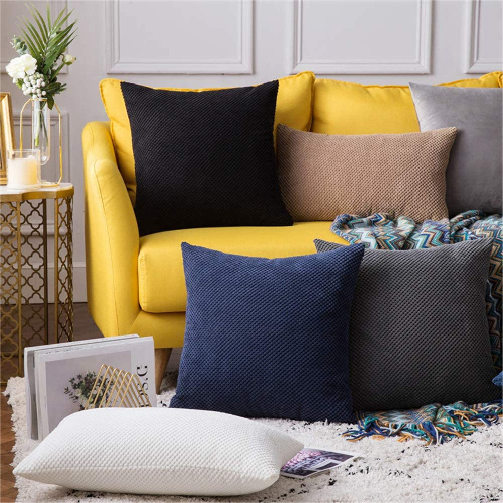 18''x18'' Textured Popcorn Weave Throw Pillow | 10 Colors – Cozy & Modern Solid Design | Couch & Bedroom Accent | Insert Included