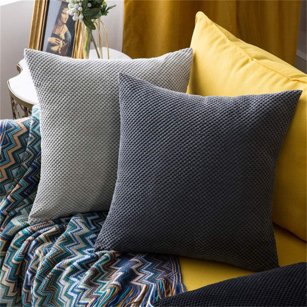18''x18'' Textured Popcorn Weave Throw Pillow | 10 Colors – Cozy & Modern Solid Design | Couch & Bedroom Accent | Insert Included