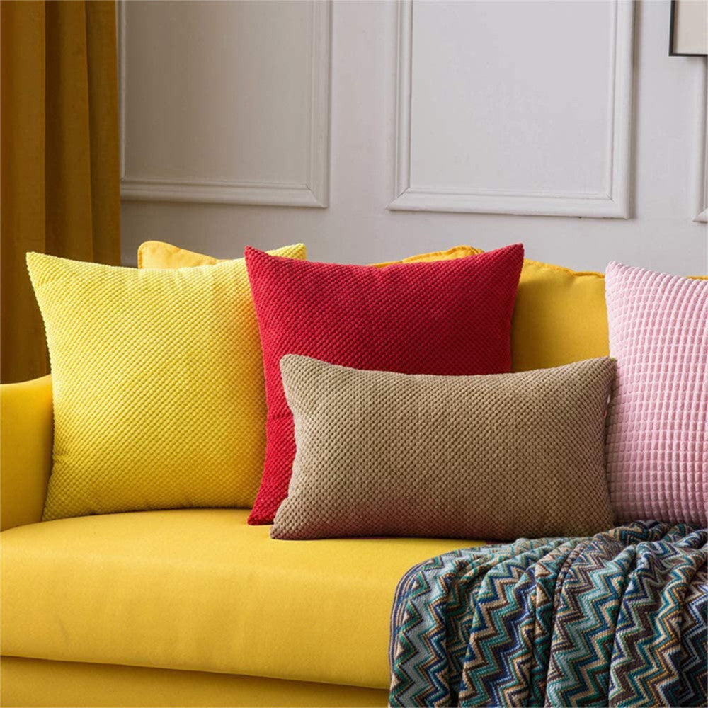 18''x18'' Textured Popcorn Weave Throw Pillow | 10 Colors – Cozy & Modern Solid Design | Couch & Bedroom Accent | Insert Included