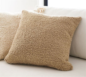 Set of 2 Teddy Faux Fluffy Solid Color Throw Pillows covers With Inserts  size 18"x18"