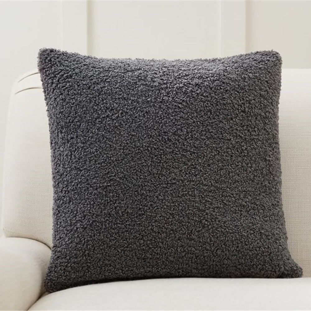 Set of 2 Teddy Faux Fluffy Solid Color Throw Pillows covers With Inserts  size 18"x18"