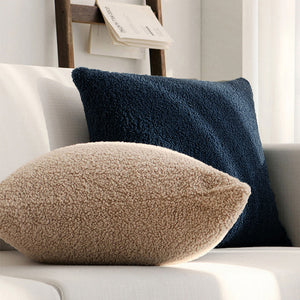 Set of 2 Teddy Faux Fluffy Solid Color Throw Pillows covers size 18"x18"