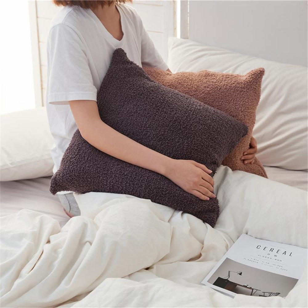 18"x18" Teddy Faux Fluffy Solid Color Pillows (With  Insert)